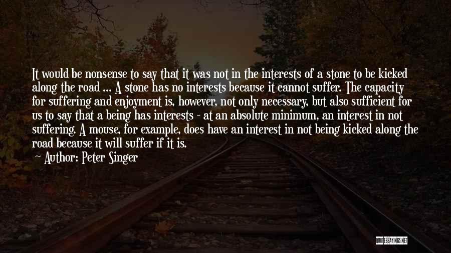 Peter Singer Quotes: It Would Be Nonsense To Say That It Was Not In The Interests Of A Stone To Be Kicked Along