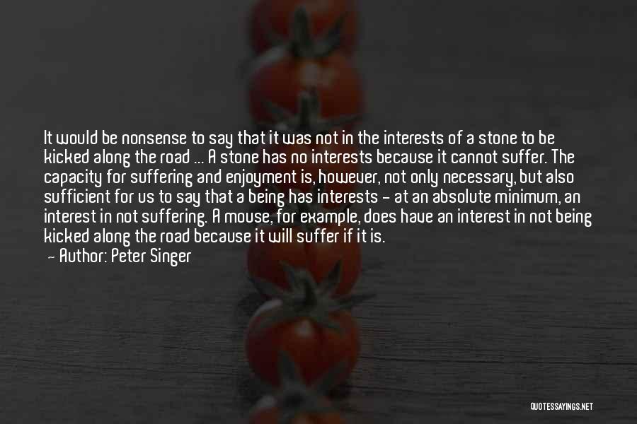 Peter Singer Quotes: It Would Be Nonsense To Say That It Was Not In The Interests Of A Stone To Be Kicked Along