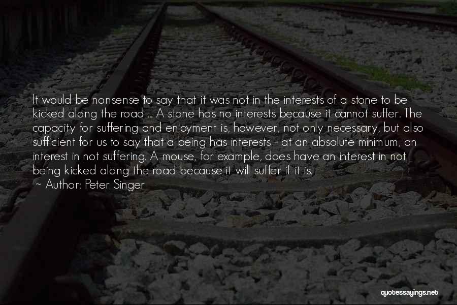 Peter Singer Quotes: It Would Be Nonsense To Say That It Was Not In The Interests Of A Stone To Be Kicked Along