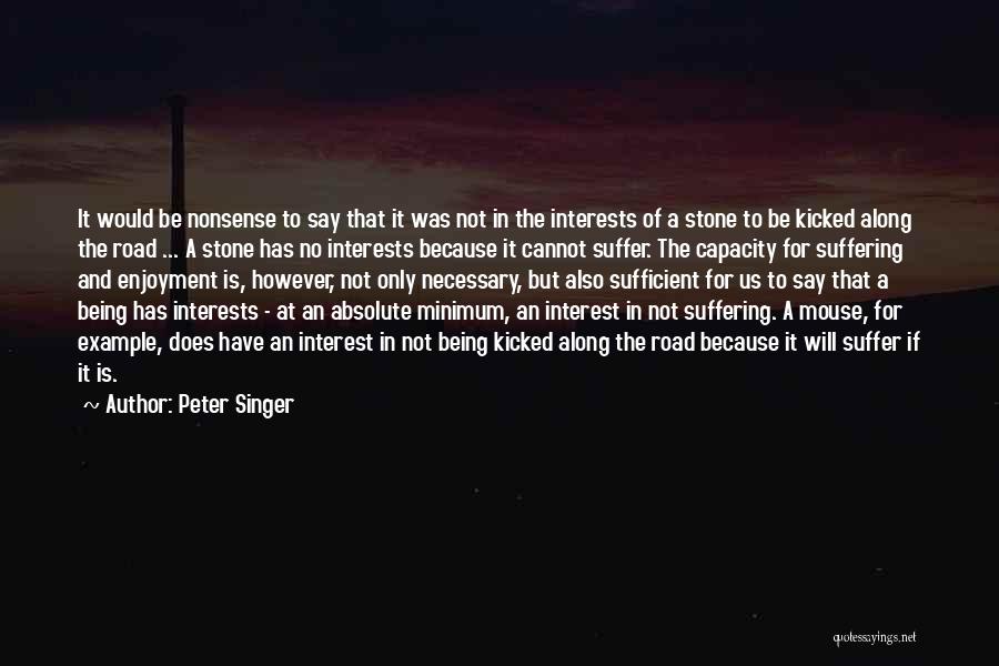 Peter Singer Quotes: It Would Be Nonsense To Say That It Was Not In The Interests Of A Stone To Be Kicked Along