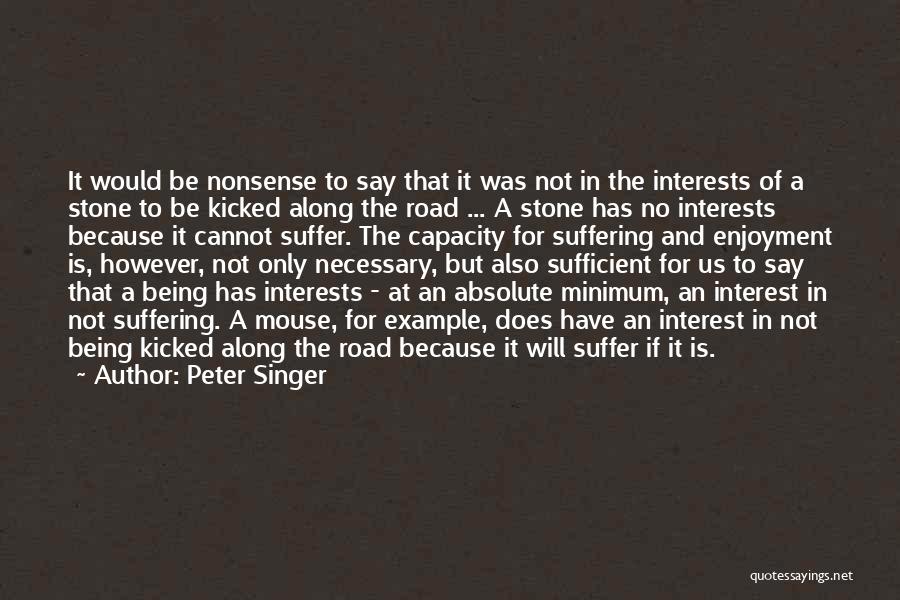 Peter Singer Quotes: It Would Be Nonsense To Say That It Was Not In The Interests Of A Stone To Be Kicked Along