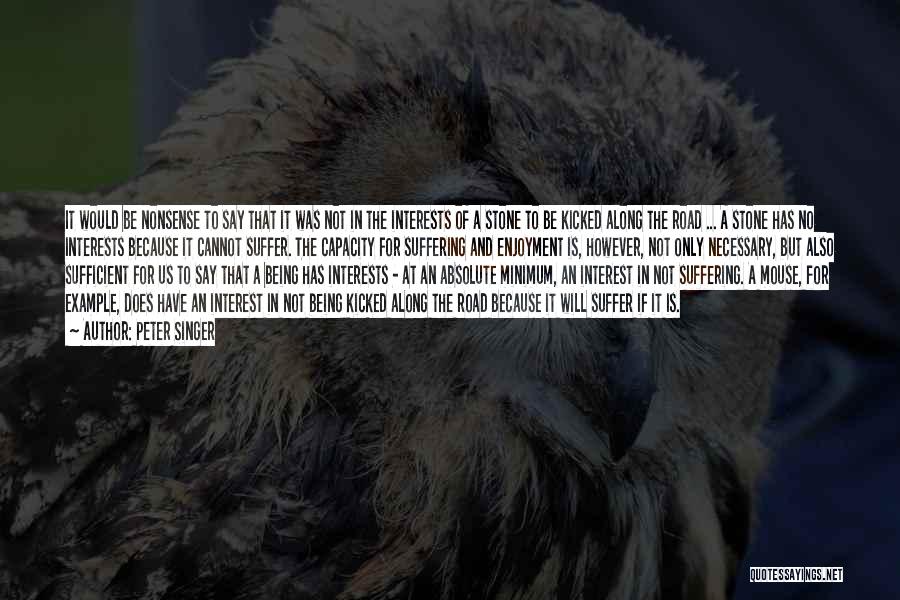 Peter Singer Quotes: It Would Be Nonsense To Say That It Was Not In The Interests Of A Stone To Be Kicked Along