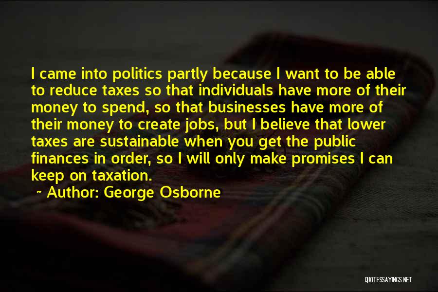 George Osborne Quotes: I Came Into Politics Partly Because I Want To Be Able To Reduce Taxes So That Individuals Have More Of