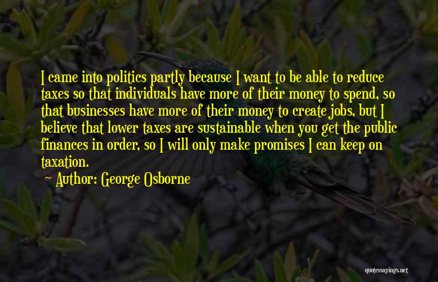 George Osborne Quotes: I Came Into Politics Partly Because I Want To Be Able To Reduce Taxes So That Individuals Have More Of