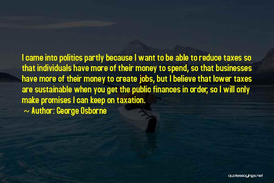 George Osborne Quotes: I Came Into Politics Partly Because I Want To Be Able To Reduce Taxes So That Individuals Have More Of