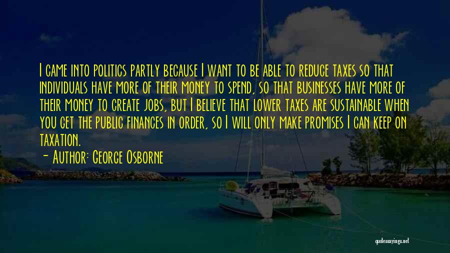 George Osborne Quotes: I Came Into Politics Partly Because I Want To Be Able To Reduce Taxes So That Individuals Have More Of