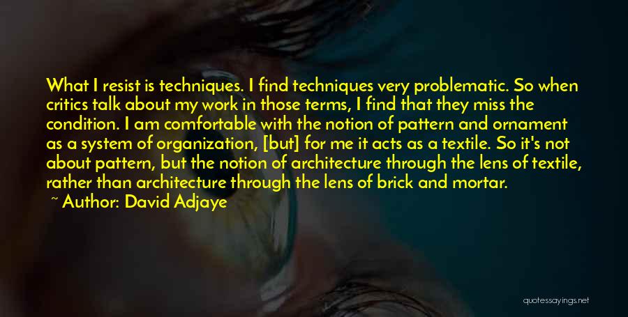 David Adjaye Quotes: What I Resist Is Techniques. I Find Techniques Very Problematic. So When Critics Talk About My Work In Those Terms,