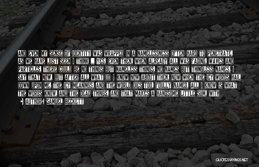 Samuel Beckett Quotes: And Even My Sense Of Identity Was Wrapped In A Namelessness Often Hard To Penetrate, As We Have Just Seen
