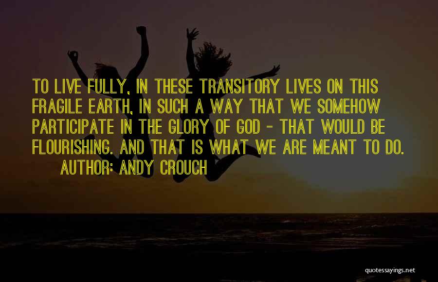 Andy Crouch Quotes: To Live Fully, In These Transitory Lives On This Fragile Earth, In Such A Way That We Somehow Participate In