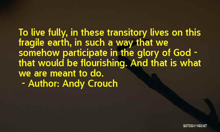 Andy Crouch Quotes: To Live Fully, In These Transitory Lives On This Fragile Earth, In Such A Way That We Somehow Participate In