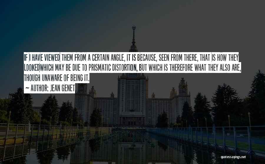 Jean Genet Quotes: If I Have Viewed Them From A Certain Angle, It Is Because, Seen From There, That Is How They Lookedwhich