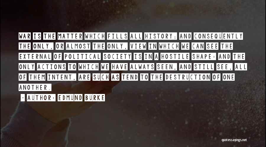 Edmund Burke Quotes: War Is The Matter Which Fills All History; And Consequently The Only, Or Almost The Only, View In Which We