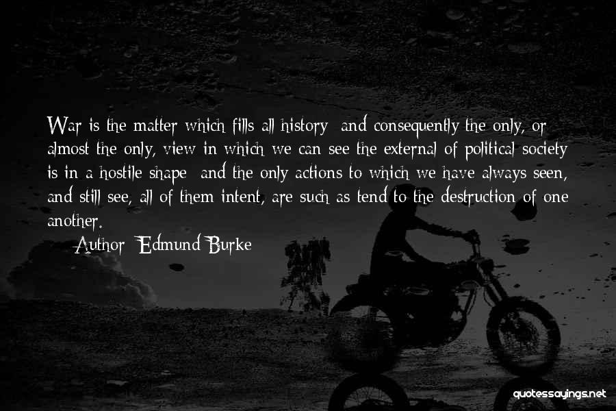 Edmund Burke Quotes: War Is The Matter Which Fills All History; And Consequently The Only, Or Almost The Only, View In Which We