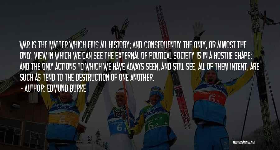 Edmund Burke Quotes: War Is The Matter Which Fills All History; And Consequently The Only, Or Almost The Only, View In Which We