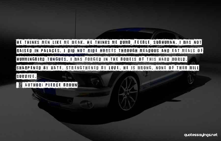 Pierce Brown Quotes: He Thinks Men Like Me Weak. He Thinks Me Dumb, Feeble, Subhuman. I Was Not Raised In Palaces. I Did