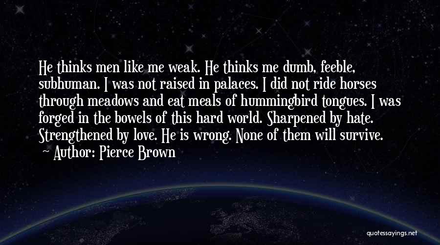 Pierce Brown Quotes: He Thinks Men Like Me Weak. He Thinks Me Dumb, Feeble, Subhuman. I Was Not Raised In Palaces. I Did