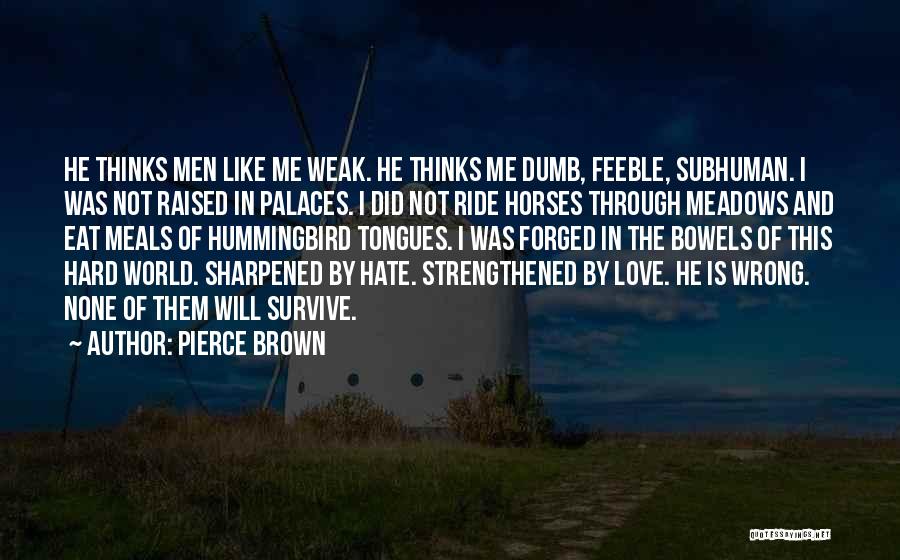 Pierce Brown Quotes: He Thinks Men Like Me Weak. He Thinks Me Dumb, Feeble, Subhuman. I Was Not Raised In Palaces. I Did