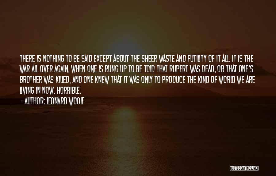 Leonard Woolf Quotes: There Is Nothing To Be Said Except About The Sheer Waste And Futility Of It All. It Is The War