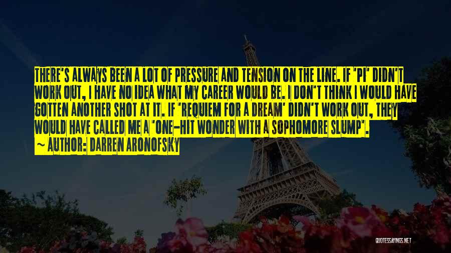 Darren Aronofsky Quotes: There's Always Been A Lot Of Pressure And Tension On The Line. If 'pi' Didn't Work Out, I Have No