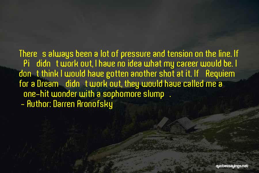 Darren Aronofsky Quotes: There's Always Been A Lot Of Pressure And Tension On The Line. If 'pi' Didn't Work Out, I Have No