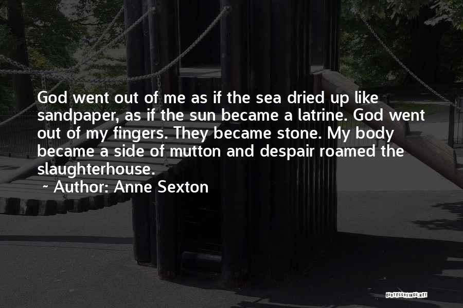 Anne Sexton Quotes: God Went Out Of Me As If The Sea Dried Up Like Sandpaper, As If The Sun Became A Latrine.
