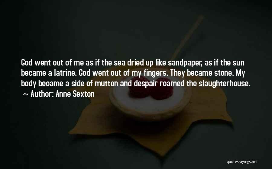 Anne Sexton Quotes: God Went Out Of Me As If The Sea Dried Up Like Sandpaper, As If The Sun Became A Latrine.