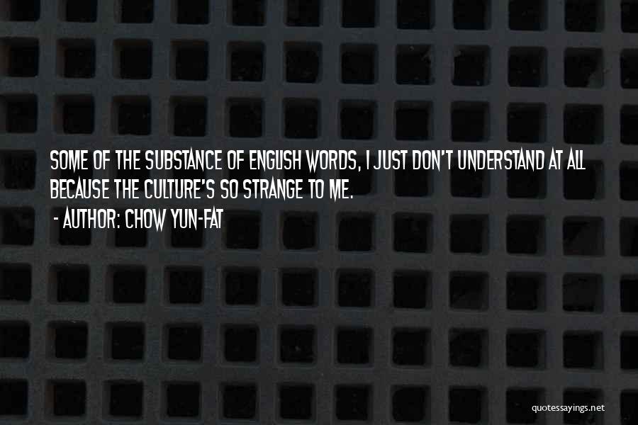 Chow Yun-Fat Quotes: Some Of The Substance Of English Words, I Just Don't Understand At All Because The Culture's So Strange To Me.