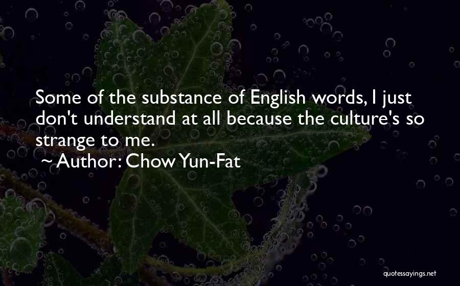 Chow Yun-Fat Quotes: Some Of The Substance Of English Words, I Just Don't Understand At All Because The Culture's So Strange To Me.