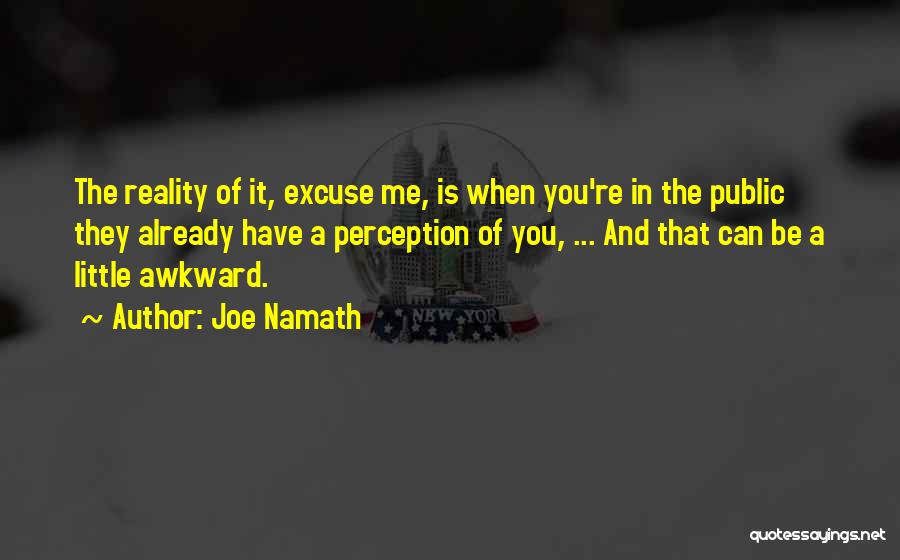 Joe Namath Quotes: The Reality Of It, Excuse Me, Is When You're In The Public They Already Have A Perception Of You, ...