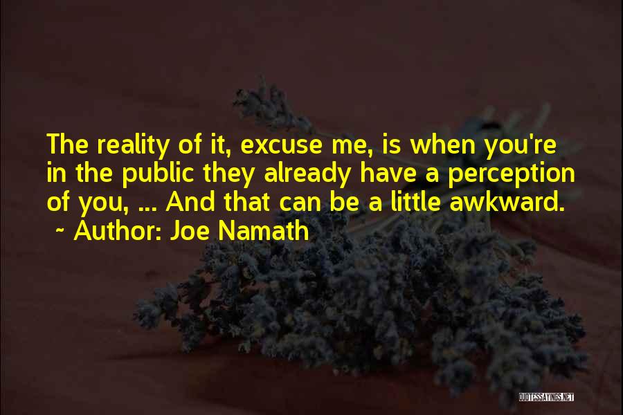 Joe Namath Quotes: The Reality Of It, Excuse Me, Is When You're In The Public They Already Have A Perception Of You, ...