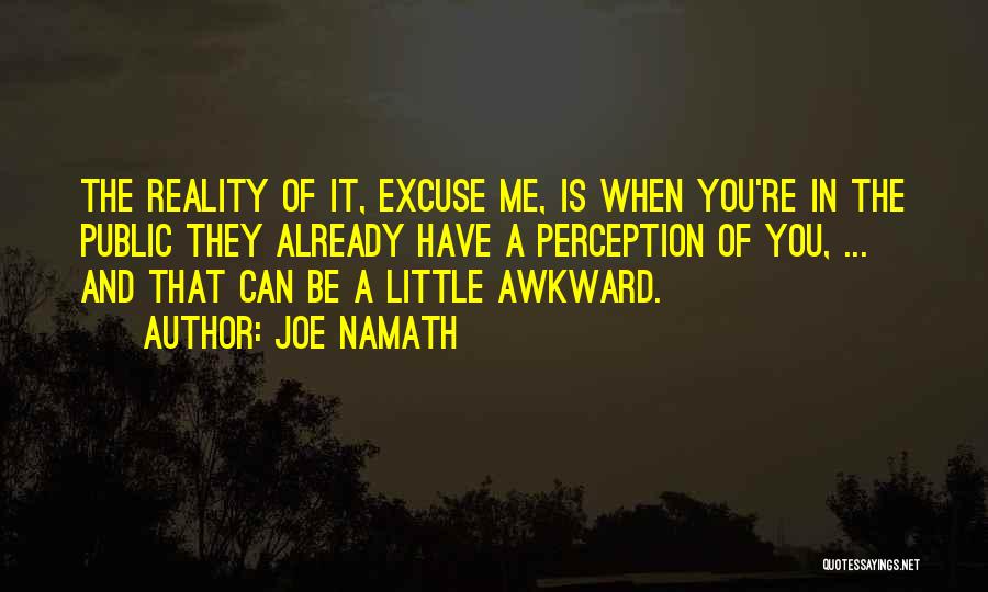 Joe Namath Quotes: The Reality Of It, Excuse Me, Is When You're In The Public They Already Have A Perception Of You, ...