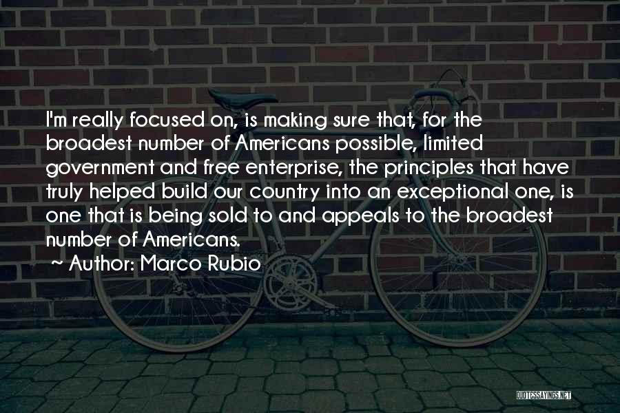 Marco Rubio Quotes: I'm Really Focused On, Is Making Sure That, For The Broadest Number Of Americans Possible, Limited Government And Free Enterprise,