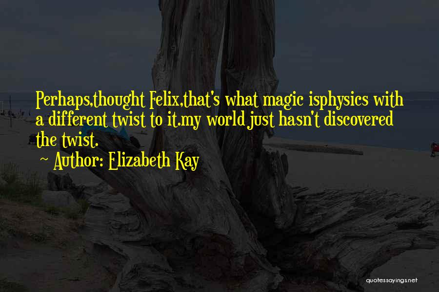 Elizabeth Kay Quotes: Perhaps,thought Felix,that's What Magic Isphysics With A Different Twist To It.my World Just Hasn't Discovered The Twist.