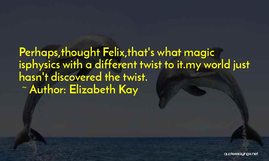 Elizabeth Kay Quotes: Perhaps,thought Felix,that's What Magic Isphysics With A Different Twist To It.my World Just Hasn't Discovered The Twist.