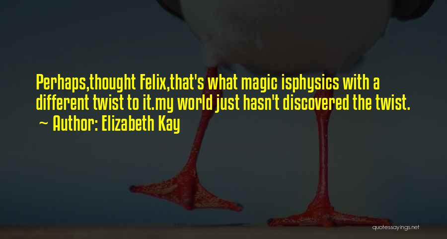 Elizabeth Kay Quotes: Perhaps,thought Felix,that's What Magic Isphysics With A Different Twist To It.my World Just Hasn't Discovered The Twist.