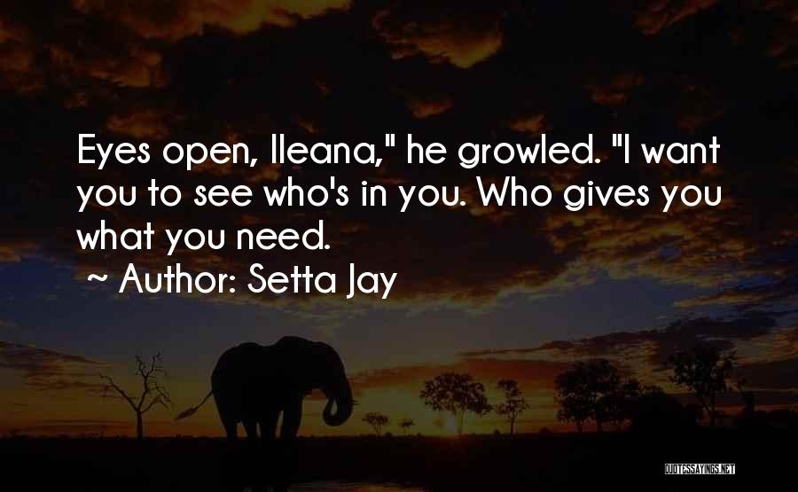 Setta Jay Quotes: Eyes Open, Ileana, He Growled. I Want You To See Who's In You. Who Gives You What You Need.