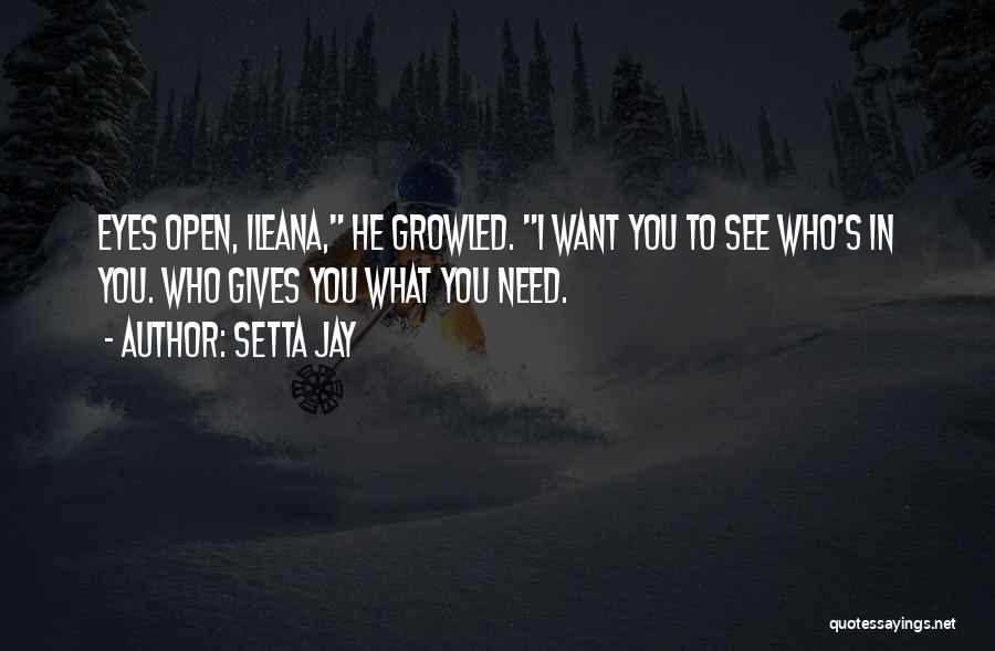 Setta Jay Quotes: Eyes Open, Ileana, He Growled. I Want You To See Who's In You. Who Gives You What You Need.