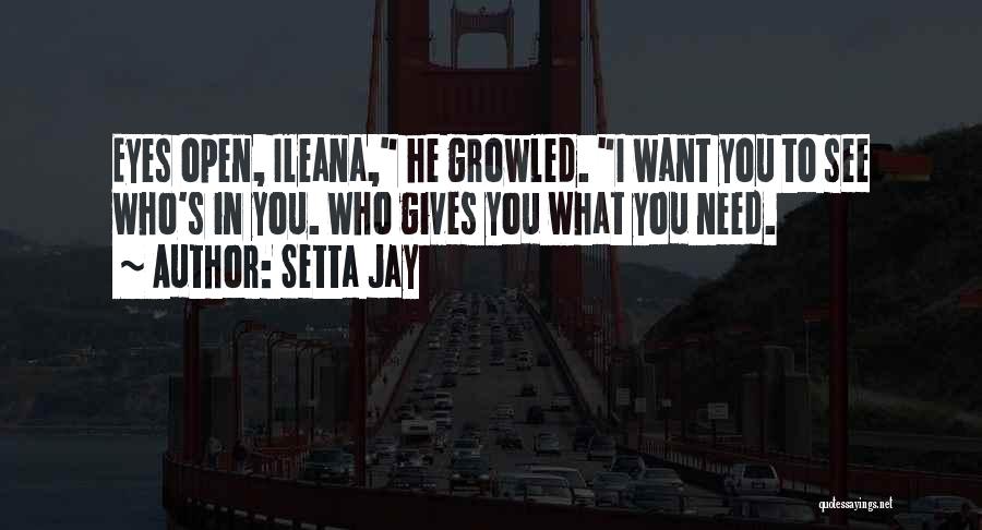 Setta Jay Quotes: Eyes Open, Ileana, He Growled. I Want You To See Who's In You. Who Gives You What You Need.