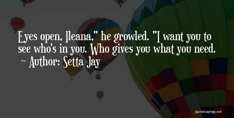 Setta Jay Quotes: Eyes Open, Ileana, He Growled. I Want You To See Who's In You. Who Gives You What You Need.