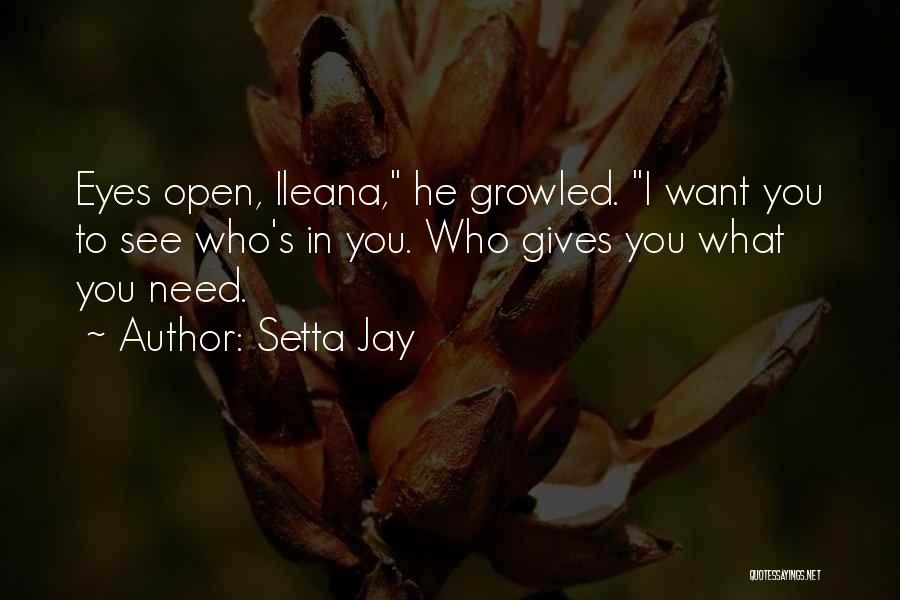 Setta Jay Quotes: Eyes Open, Ileana, He Growled. I Want You To See Who's In You. Who Gives You What You Need.