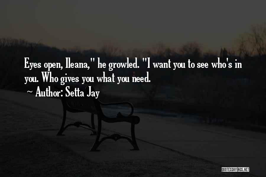 Setta Jay Quotes: Eyes Open, Ileana, He Growled. I Want You To See Who's In You. Who Gives You What You Need.