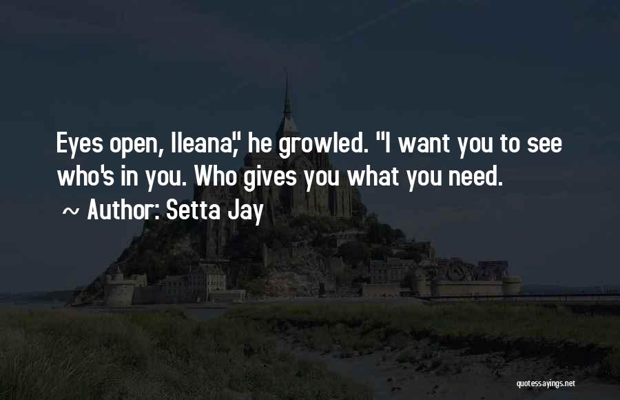 Setta Jay Quotes: Eyes Open, Ileana, He Growled. I Want You To See Who's In You. Who Gives You What You Need.