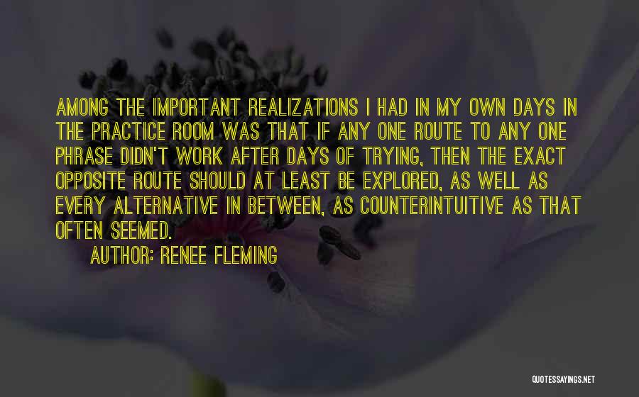 Renee Fleming Quotes: Among The Important Realizations I Had In My Own Days In The Practice Room Was That If Any One Route