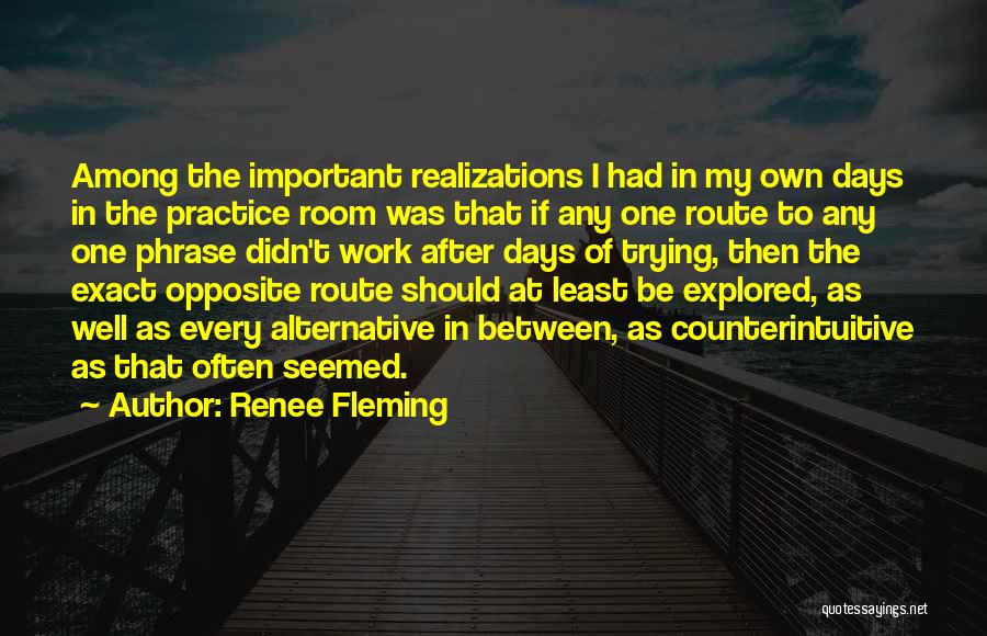 Renee Fleming Quotes: Among The Important Realizations I Had In My Own Days In The Practice Room Was That If Any One Route