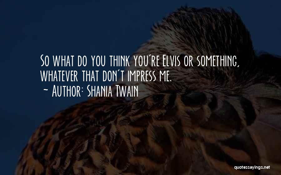 Shania Twain Quotes: So What Do You Think You're Elvis Or Something, Whatever That Don't Impress Me.