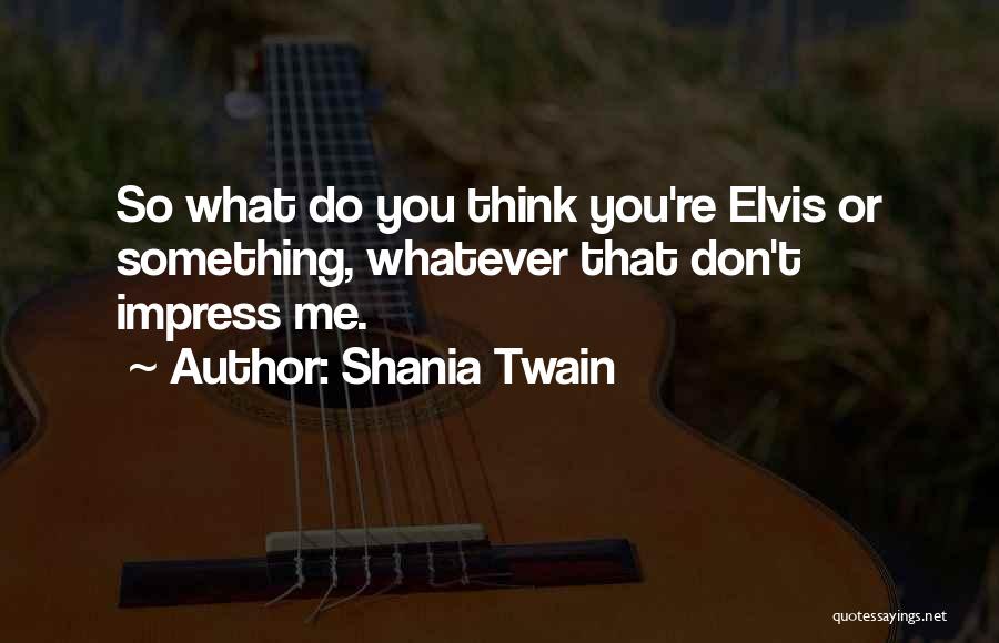 Shania Twain Quotes: So What Do You Think You're Elvis Or Something, Whatever That Don't Impress Me.