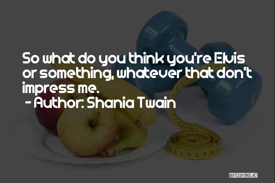 Shania Twain Quotes: So What Do You Think You're Elvis Or Something, Whatever That Don't Impress Me.