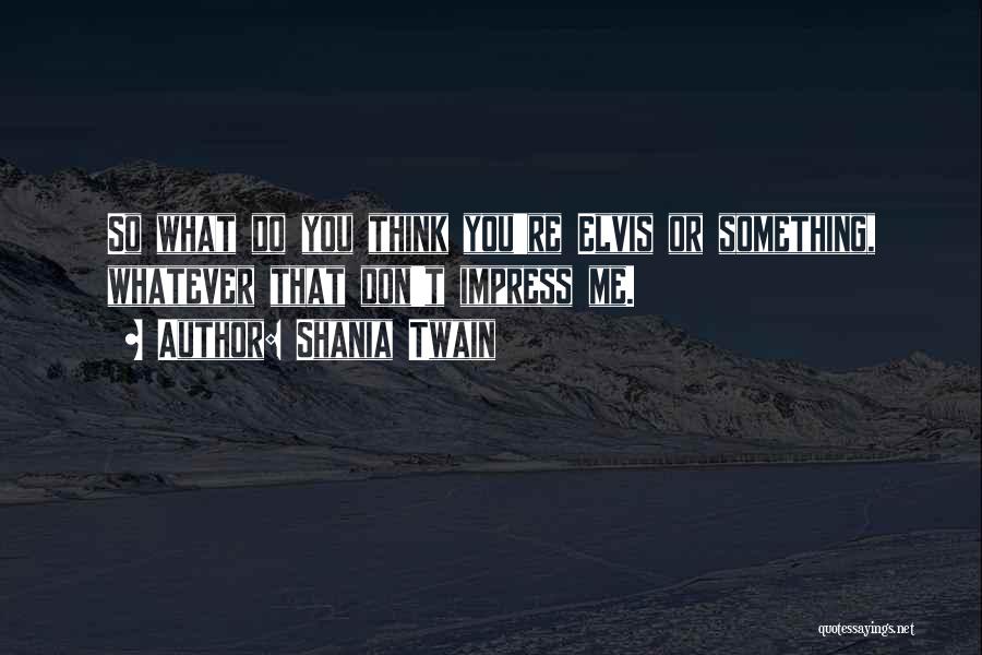 Shania Twain Quotes: So What Do You Think You're Elvis Or Something, Whatever That Don't Impress Me.