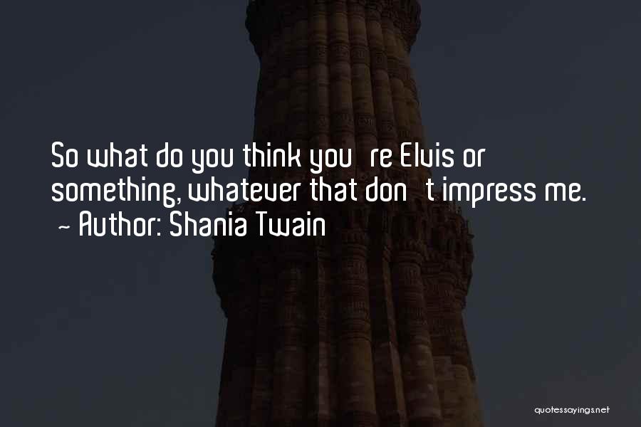 Shania Twain Quotes: So What Do You Think You're Elvis Or Something, Whatever That Don't Impress Me.