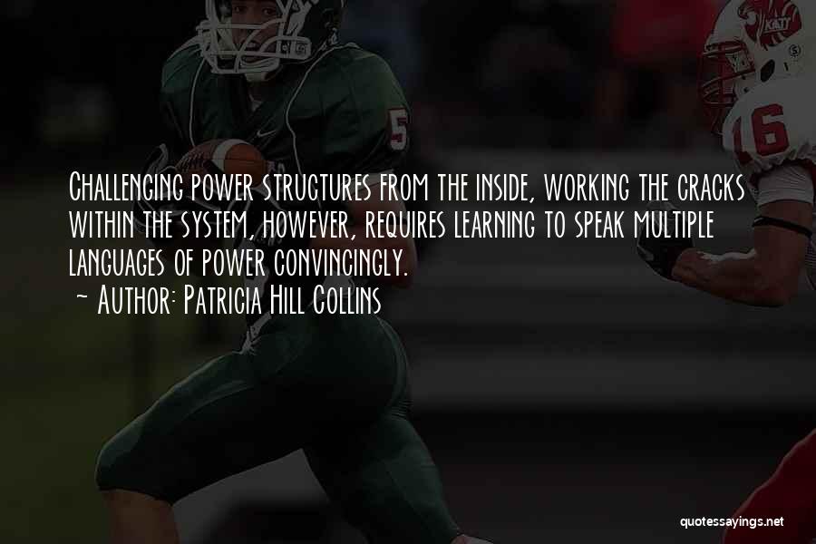 Patricia Hill Collins Quotes: Challenging Power Structures From The Inside, Working The Cracks Within The System, However, Requires Learning To Speak Multiple Languages Of